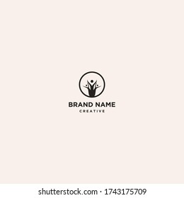 Tree People Abstract logo template design in Vector illustration 