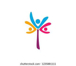 Tree people colorfull flat clean design