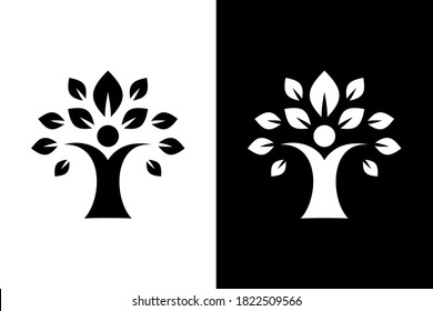 Concepto de árbol y personas. Muy adecuado para diversos fines comerciales, también para ícono, símbolo y muchos más.