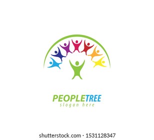 Tree people design logo sign