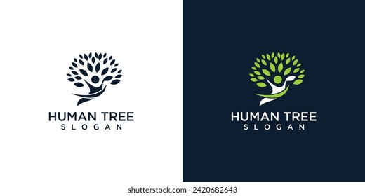 Tree people ecological symbol logo vector	