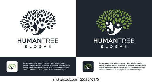 Tree people ecological symbol logo vector. tree human logo icon	