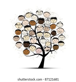 Tree with people faces for your design