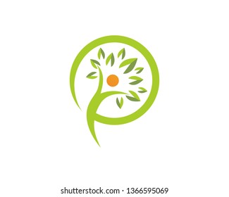 Tree people Human character logo sign illustration vector design