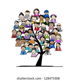 Tree with people icons for your design