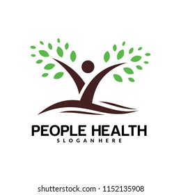 Tree People with leaf logo design vector, People logo vector