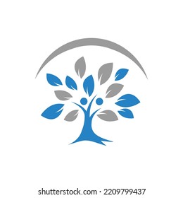 Tree people logo design. abstract tree people logo design