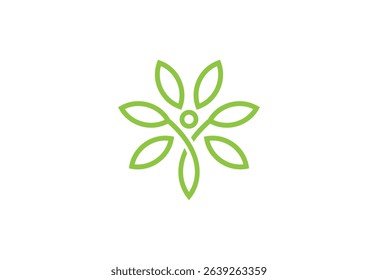 tree people logo design line art vector illustration