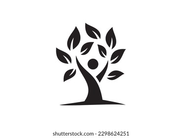 tree people logo design. simple creative icon vector illustration.