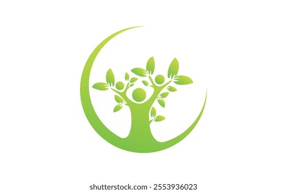 Tree people logo design simple creative icon vector illustration Family tree logo template vector