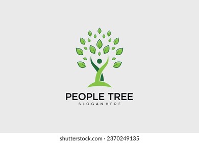 Tree people logo design template vector illustration with creative idea