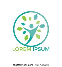 Tree people logo. Healthy people logo design.Human life logo icon of abstract people tree vector.