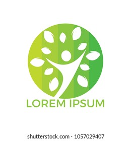 Tree people logo. Healthy people logo design.Human life logo icon of abstract people tree vector.
