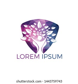 Tree people logo. Healthy people logo design.Human life logo icon of abstract people tree vector.	
