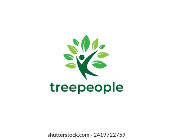 tree people logo vector illustration. life nature logo templates