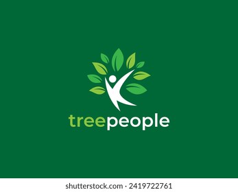 tree people logo vector illustration. life nature logo templates