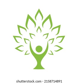 Tree People Vector Logo Design Template
