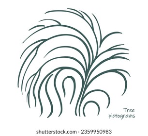 tree pictograms. Hand drawn ink. Sketch of plants. Isolated on white background. Vector illustration.
