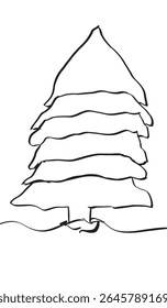 Tree pine black color object icon drawing art sign symbol merry christmas xmas happy new year 2025 2026 2027 yeaer time december january month branch gift box greeting card winter holiday christmas 