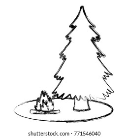 Tree pine and bonfire