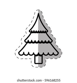 tree pine christmas cut line vector illustration eps 10