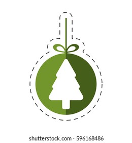 tree pine christmas hang line vector illustration eps 10