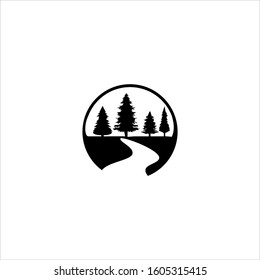 tree, pine, forest, nature, vector, wood, silhouette,