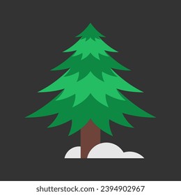 tree pine green snow icon illustration