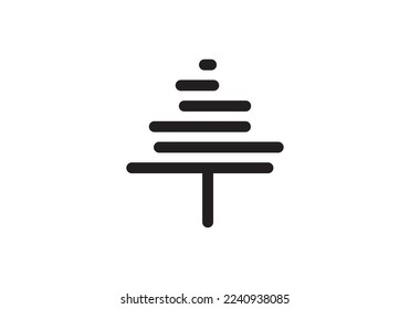 tree pine logo design. simple line with gold color vector illustration.