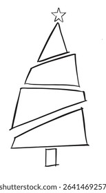 Tree pine merry christmas xmas star doodle line element black color object tree pine merry christmas happy new year 2025 2026 2027 year time drawing tree pine merry christmas xmas winter season shape 