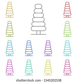 Tree, pine multi color icon. Simple thin line, outline vector of tree icons for ui and ux, website or mobile application