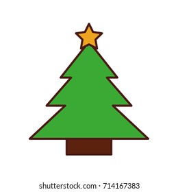 tree pine star decoration celebration cartoon