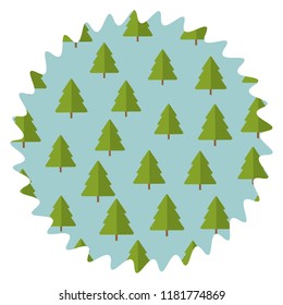 Tree pines pattern round label