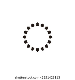 Tree pines, winter, rounded geometric symbol simple logo vector