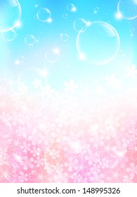 Tree pink background of cherry