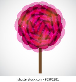 Tree with pink leaves. Vector illustration.