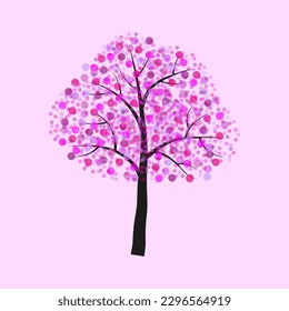 Tree pink spots paint. Design icon. Vector illustration.