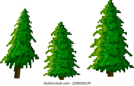 Tree pixel art design for game icons or objects