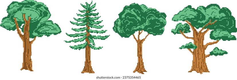 Tree Pixel Art. Nature Background, Icon Pixel. Suitable Icon for Game pixel