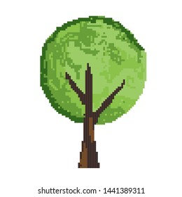 Tree with pixel art style. EPS 10. pixel art style 