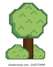 tree pixel art style icon