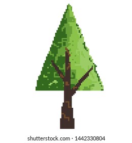tree with pixel art syle. green leaf pixel art. EPS 10