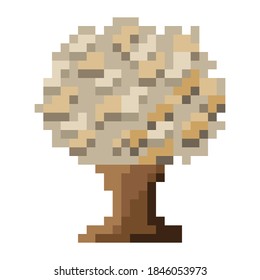 Tree pixel art. Vector picture.