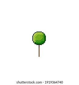 Tree pixel art. Vector picture. 