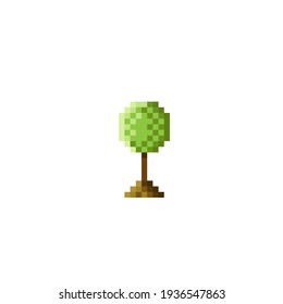Tree pixel art. Vector picture. 