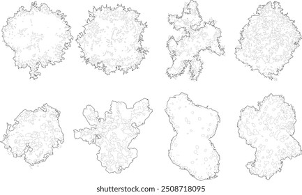 Tree plan outline silhouettes - top view 6