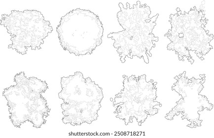 Siluetas de contorno de Plan de árbol - vista superior 5