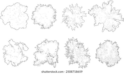 Siluetas de contorno de Plan de árbol - vista superior 7