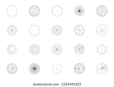 tree plan plant landscape architecture nature park garden collection vector. set tree outline environment top view illustration green urban bush. tree architecture flower outdoor silhouette.