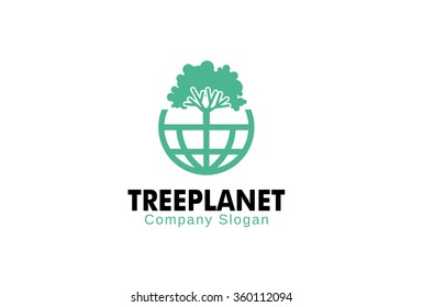 Tree Planet Logo Design Illustration 